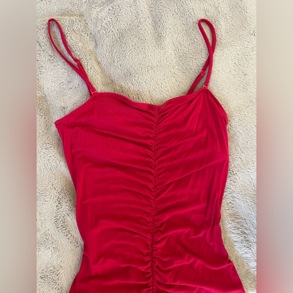Red Ruched Dress - Picture 3 of 5